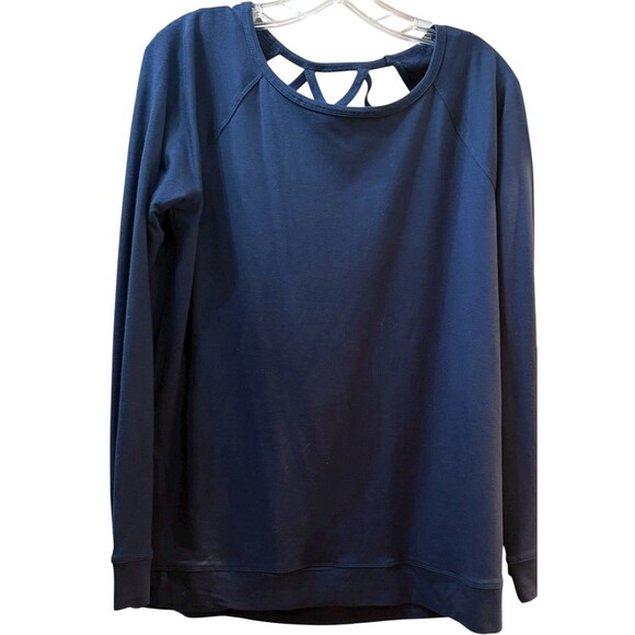 Avia Criss Cross Back Long Sleeve Yoga Sweatshirt Size Medium Navy Blue NWT - Picture 1 of 9